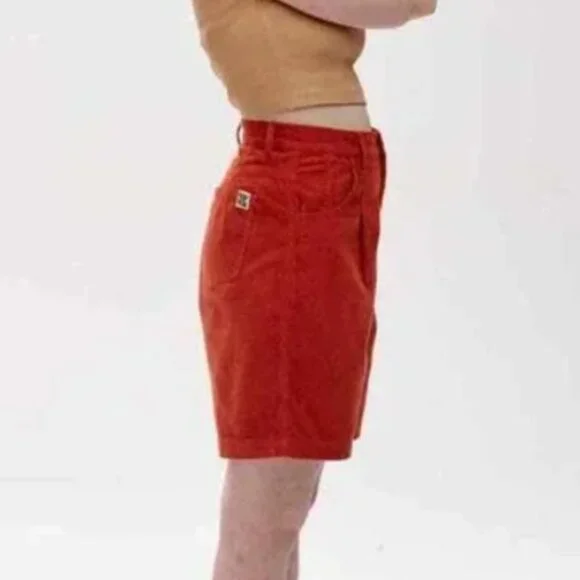 Lucy & Yak Bonnie Organic Corduroy Shorts Orange Size W29-W30 - Picture 3 of 15